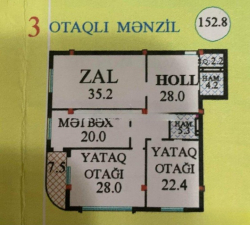 Bakı şəhəri, Yasamal rayonu, Yeni Yasamal qəsəbəsində, 3 otaqlı yeni tikili satılır (Elan: 238795)